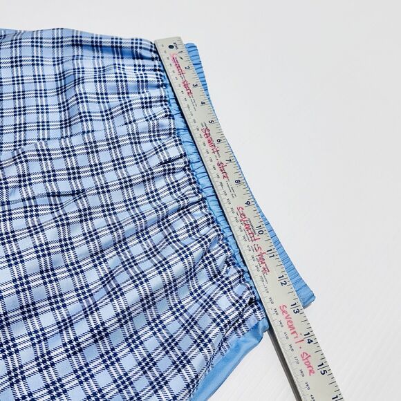 Burberry High Waist Pull On Shorts Blue Check Print 100% Silk Size 2 NWT $820 - Picture 10 of 13